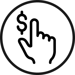 Icon of mouse pointer and dollar sign